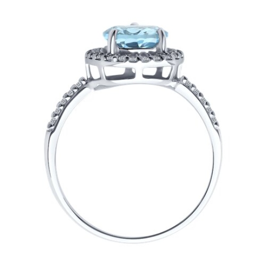 Кольцо из серебра с топазом и фианитами