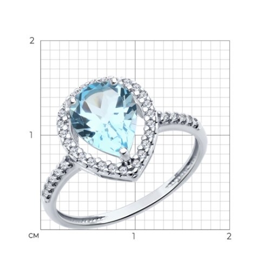 Кольцо из серебра с топазом и фианитами