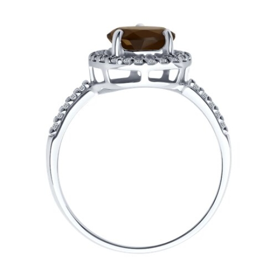 Кольцо из среебра с раухтопазом и фианитами