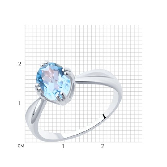 Кольцо из серебра с топазом и фианитами