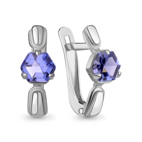 Серьги из серебра с ювелирными кристаллами и фианитами