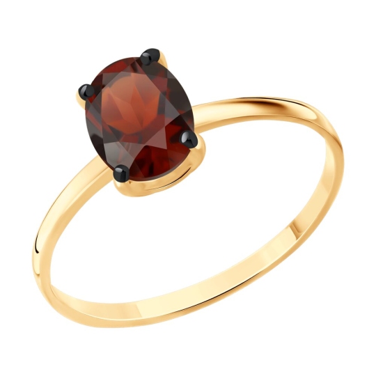 Кольцо из серебра с позолотой и гранатом