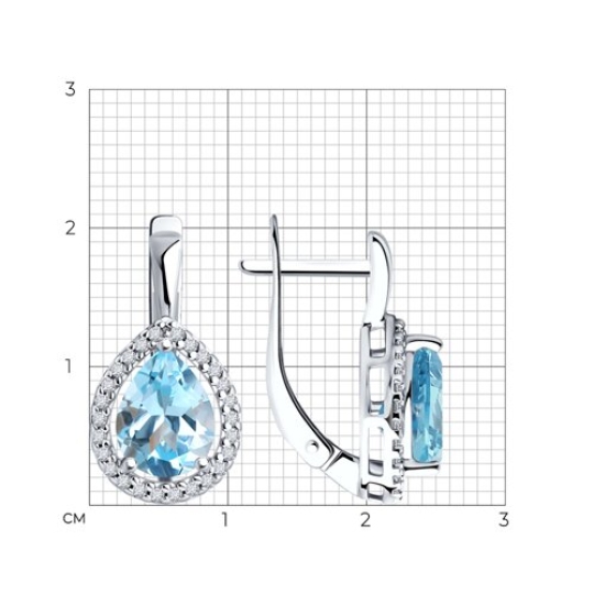 Серьги из серебра с топазами и фианитами