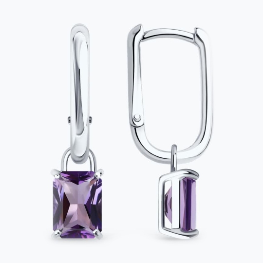 Серьги-трансформеры из серебра с аметистами