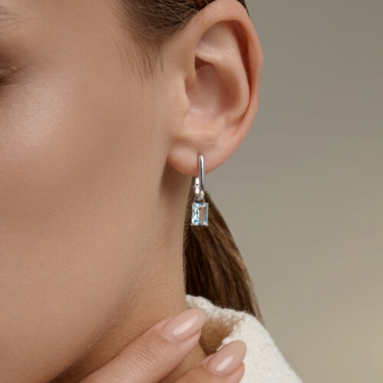 Серьги-трансформеры из серебра с топазами