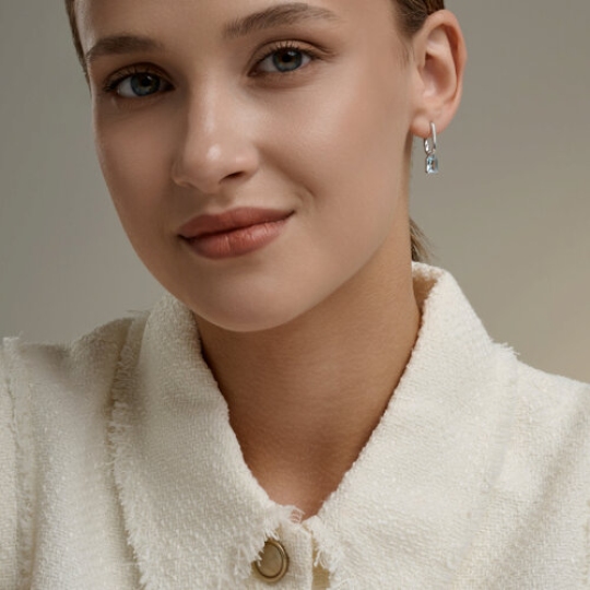 Серьги-трансформеры из серебра с топазами