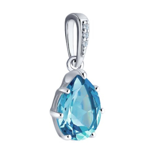 Подвеска из серебра с топазом Swiss и фианитами