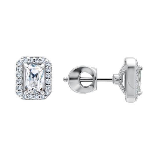 Серьги из серебра с фианитами