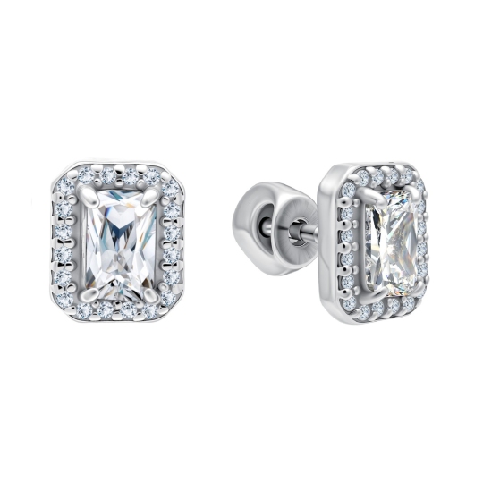 Серьги из серебра с фианитами