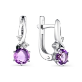 Серьги из серебра с аметистами и фианитами