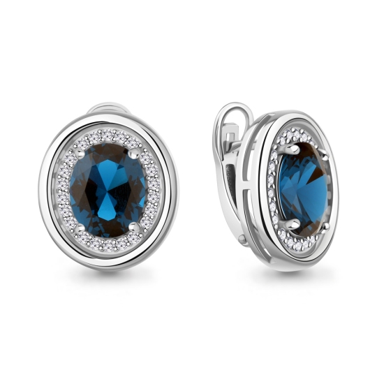 Серьги из серебра с ювелирными кристаллами и фианитами