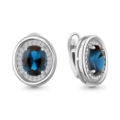 Серьги из серебра с ювелирными кристаллами и фианитами