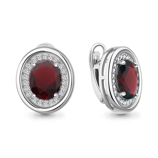 Серьги из серебра с ювелирными кристаллами и фианитами