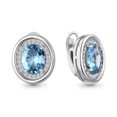 Серьги из серебра с ювелирными кристаллами и фианитами