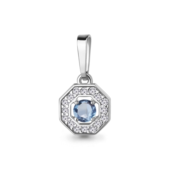 Подвеска из серебра с топазом Swiss и фианитами