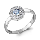 Кольцо из серебра с топазом Swiss и фианитами