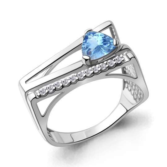 Кольцо из серебра с топазом Swiss и фианитами