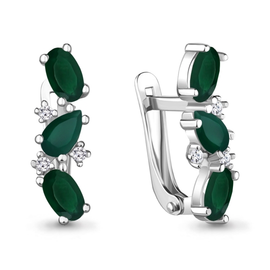 Серьги из серебра с агатами и фианитами