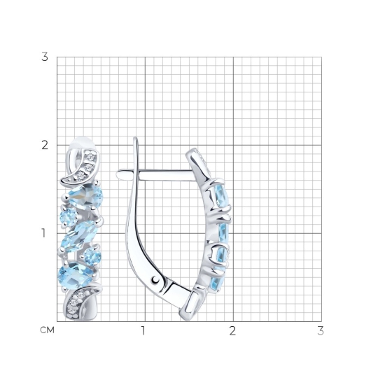 Серьги из серебра с топазами и фианитами
