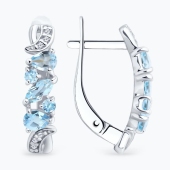 Серьги из серебра с топазами и фианитами