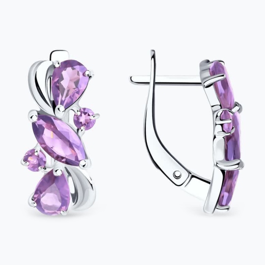 Серьги из серебра с аметистами