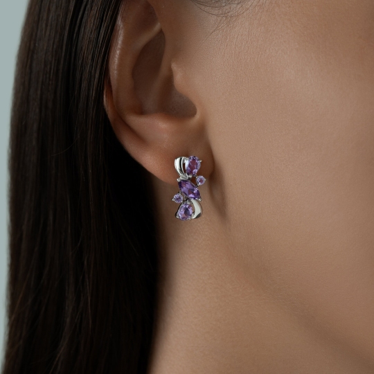 Серьги из серебра с аметистами