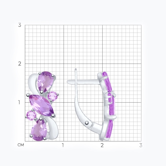 Серьги из серебра с аметистами