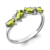 Кольцо из серебра с хризолитами и фианитами