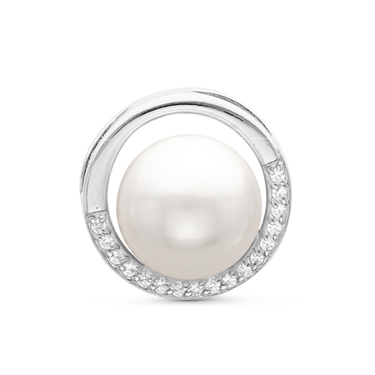 Подвеска из серебра с жемчугом и фианитами