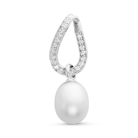 Подвеска из серебра с жемчугом и фианитами