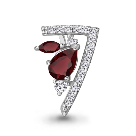 Подвеска из серебра с гранатами и фианитами