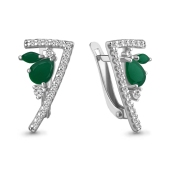 Серьги из серебра с агатами и фианитами