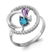 Кольцо из серебра с миксом камней