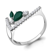 Кольцо из серебра с агатами и фианитами