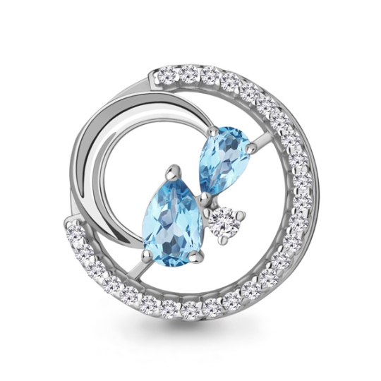 Подвеска из серебра с топазами Swiss и фианитами