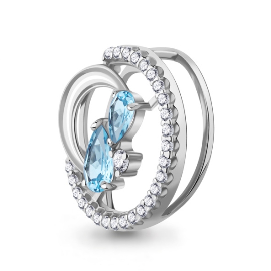 Подвеска из серебра с топазами Swiss и фианитами