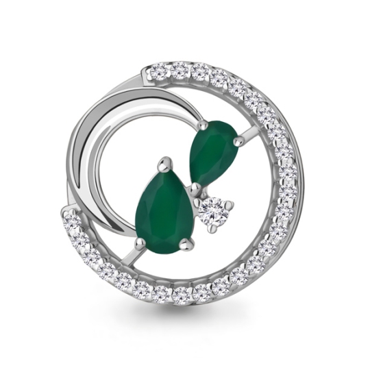 Подвеска из серебра с агатами и фианитами