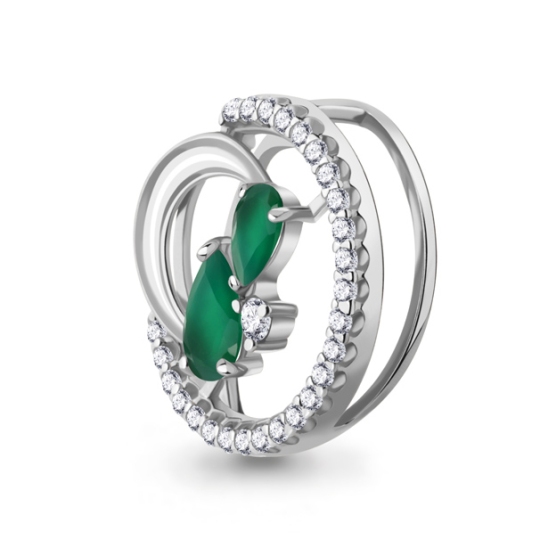 Подвеска из серебра с агатами и фианитами