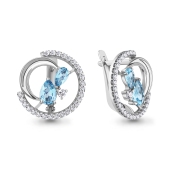Серьги из серебра с топазами Swiss и фианитами