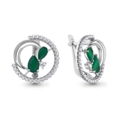 Серьги из серебра с агатами и фианитами