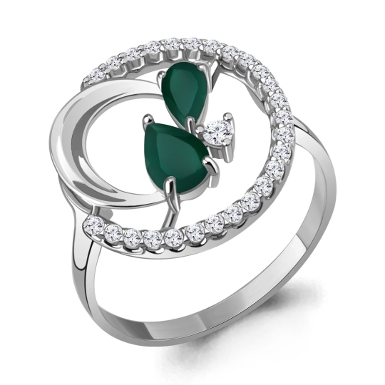 Кольцо из серебра с агатами и фианитами