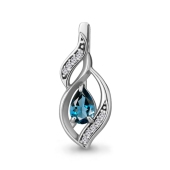 Подвеска из серебра с топазом London и фианитами