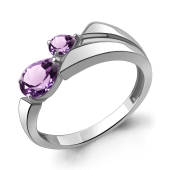 Кольцо из серебра с аметистами