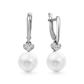 Серьги из серебра с жемчугом и фианитами