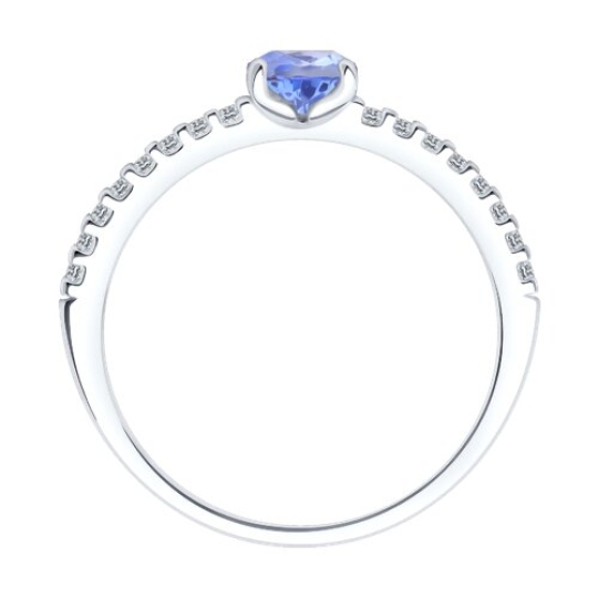 Кольцо из серебра с ситаллом и фианитами