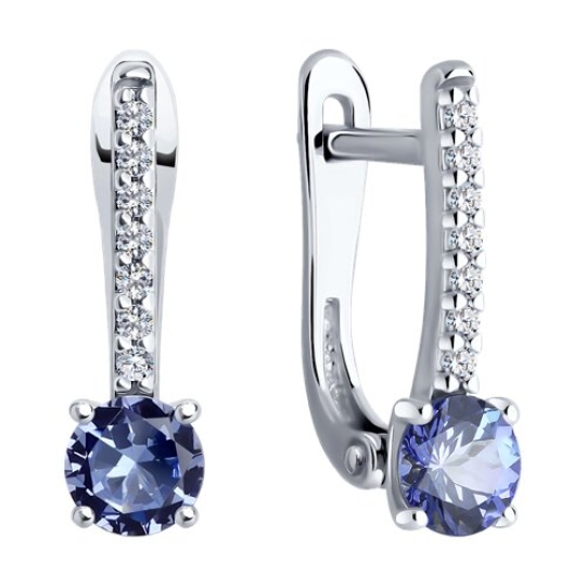 Серьги из серебра с ситаллами и фианитами