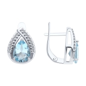 Серьги из серебра с топазами и фианитами