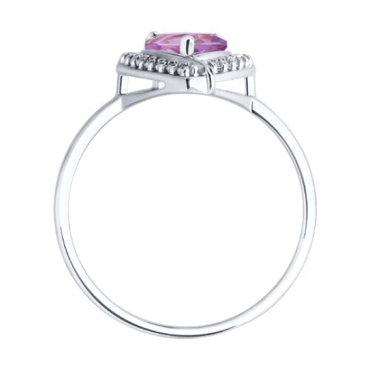 Кольцо из серебра с аметистом и фианитами