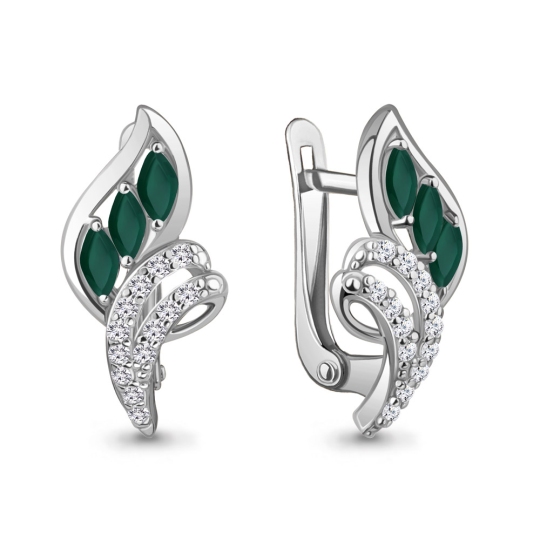 Серьги из серебра с агатами и фианитами