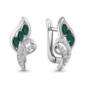 Серьги из серебра с агатами и фианитами